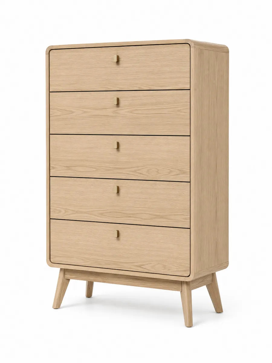 Komoda drewniana dąb 5 szuflad 120x80x45 cm