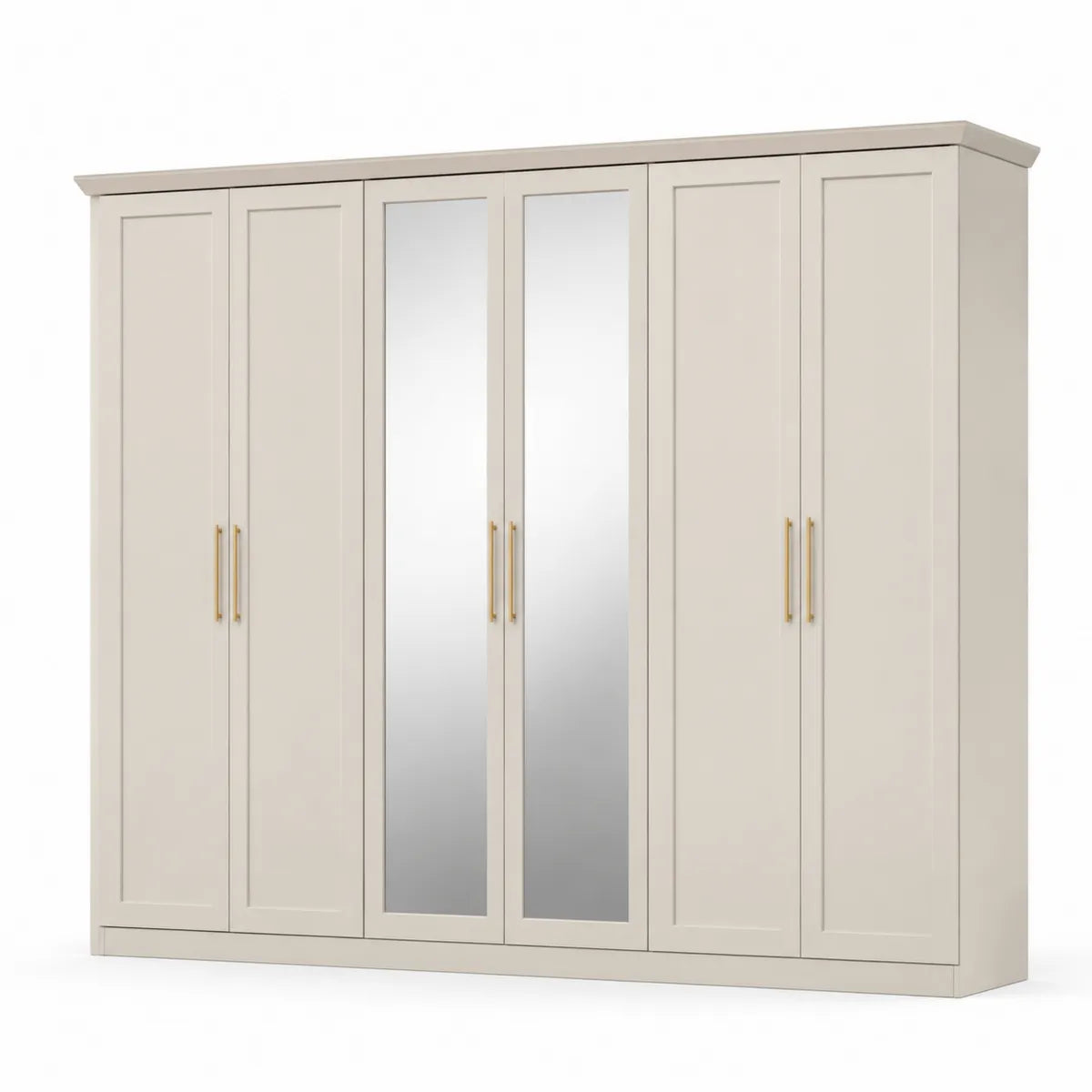 Szafa sześciodrzwiowa kremowy MDF z lustrami 240 cm