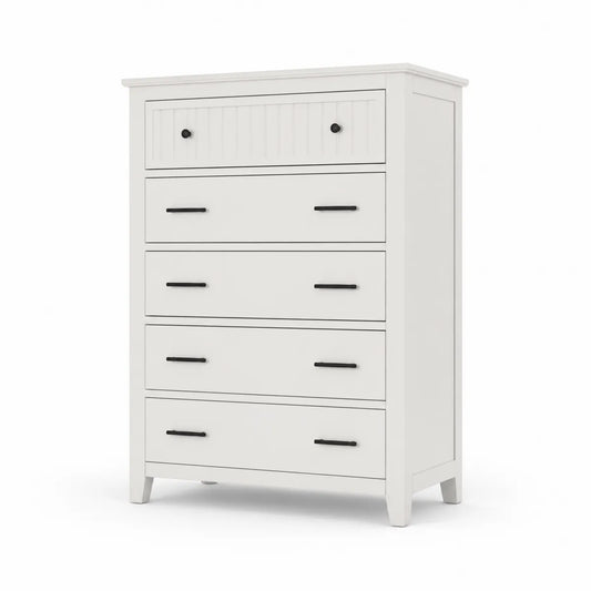 Komoda wysoka z 5 szufladami biały MDF 120x80x40 cm