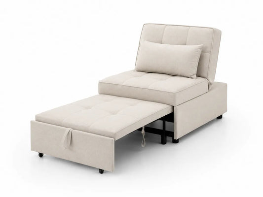 Sofa rozkładana beżowa 200x80x40 cm tkanina poliestrowa